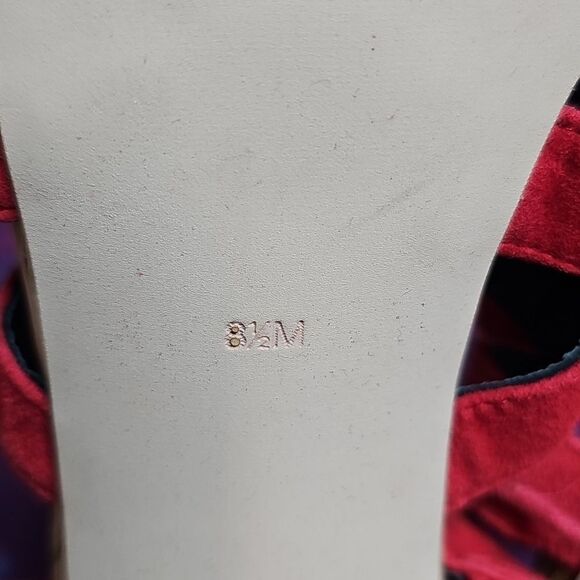 NEW Nicole Miller Artelier 8.5 Tate Red Lace Up Suede Strappy Heels Cork - Picture 9 of 10